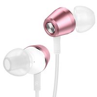 noot products J201R Wired in-Ear Earbuds Headphones with Microphone Remote Volume Control Metal Casing Magnetic Earphones for All 3.5mm Audio Devices (Rose Gold/Pink)