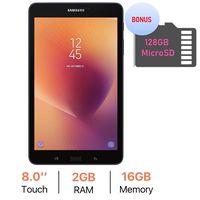 Samsung Galaxy Tab A 8.0'' Touchscreen (1280 x 800) Wi-Fi Tablet, Quad-Core 1.4GHz Processor, 2GB RAM, 16GB Memory, Dual Cameras, Bluetooth 4.2, 128GB MicroSD Card, Android 7.1 OS, Black