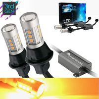 Syneticusa Error Free Canbus Ready Yellow/Amber LED Front/Rear Turn Signal Light Bulbs DRL Parking Lamp No Hyper Flash All in One (3157)