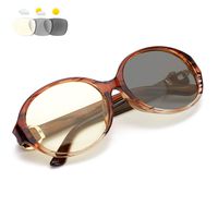 Myiaur Blue Light Blocking Glasses, Photochromic Sunglasses for Women Oval Computer Gaming/Reading/TV Glasses Anti Eyestrain,Anti UV, Anti Glare (Brown Frame Photochromic Blue Light Blocking Lens)