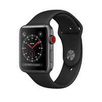 Apple Watch Series 3 (GPS + Cellular), 42mm Space Gray Aluminum Case with Black Sport Band - Grey (Renewed)