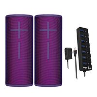 Ultimate Ears Boom 3 Portable Wireless Bluetooth Speaker Pair (Ultraviolet Purple) Bundle with Knox Gear 7-Port USB 3.0 Hub