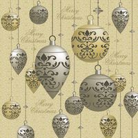 Magnificence Christmas Paper Cocktail Napkins 40pcs 10"x10" Golden and Silver Balls, Decorations
