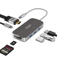 TSUPY USB C HUB 7 in 1 Leather Type C HUB, 4K USB C to HDMI, Fast Power Delivery,3 USB 3.0 Ports&SD/TF Card Reader for MacBook Pro 2019-2016,XPS,Chromebook,Surface Go and More USB C Devices
