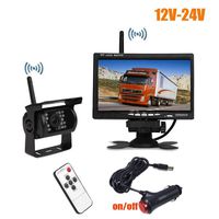 12V-24V Wireless Car Vehicle Rear View Kit 18 IR LED Night Vision Reversing Backup Camera Parking Assistance,7 inch LCD Monitor for Bus Truck Van Caravan Lorry Car Charger