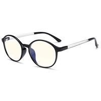 HUYAOPT Computer Reading Glasses Blue Light Blocking UV Protection TR90 Round Frame Reader Glasses for Women Men (Black, 2.00 X)
