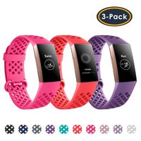 NANW Bands Compatible with Fitbit Charge 3, 3-Pack Silicone Sports Band Breathable Replacement Wristbands Strap Bracelet Bands for Women Men Woven Small Large