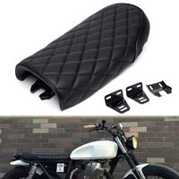 Triclicks Universal Motorcycle Retro Diamond Flat Brat Style Cafe Racer Seat for Honda CB CL Retro Yamaha SR XJ Suzuki GS (Black)
