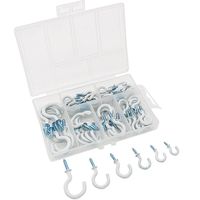 Esfun Vinyl Coated Cup Hooks Ceiling Hooks Screw Hooks Mug Hooks Holder Assortment Kit, 6 Sizes, 70 Pieces White