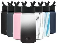 Simple Modern 14 oz Summit Water Bottle with Straw Lid - Hydro Vacuum Insulated Tumbler Flask Double Wall Liter - 18/8 Stainless Steel Ombre: Tuxedo
