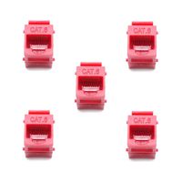 Dasunny 5Pcs Cat6 Keystone RJ45 Couplers Keystone, Female to Female, Red