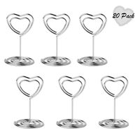 Jofefe 20pcs Mini Place Card Holders Table Number Stand Table Card Holder Wire Table Picture Photo Holder with Heart Shape Menu Memo Clips for Wedding Party, Silver