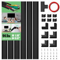 [2019 Upgrade] Cable Concealer, PVC Cord Cover, 94.5in Paintable Cord Hider to Hide Wires for TV & Computers in Home Office 6X L15.75in W1.18in H0.67in, CC02-Black