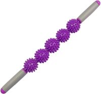 Muscle Roller Massage Stick 5 Ball, Deep Tissue Tight Fascia Massager Trigger Point Fat Blast Pain Relief Myofascial Release for Men and Women (New, Purple)