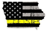 CustomDecal US Iowa State (E16) Thin Yellow Line Dispatch Vinyl Decal Sticker Car/Truck Laptop/Netbook Window