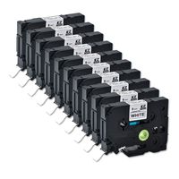 Compatible for Brother Tze221 0.35 Inches 26.2feet (9mm/8m) p-Touch Laminated Black on White Standard Replace Waterproof Label Tape maker PT-H110/PT-D200/PT-D210/PT-D400/PT-D600/PT-1280/PT-1290(10PK)