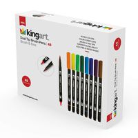 KingArt 445-48 PRO Dual TIP Brush PENS, Set of 48, Unique Colors 48 Piece
