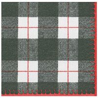Caspari Plaid Check Paper Linen Dinner Napkins in Black, Four Packs of 12