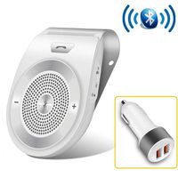 Bluetooth Handsfree for Cell Phone Car Speaker, Aigital Wireless Car Speakerphone on Sun Visor, Clear Sound for Hands Free Calling Music, AUTO Power ON Function and Supports Siri - White