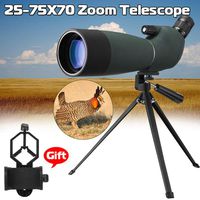 XUEXUE Outdoor 25-75X70 BAK4 Telescope Monocular Waterproof Zoom Spotting Scope Binoculars with Tripod Phone Holder Hunting Optic Scope