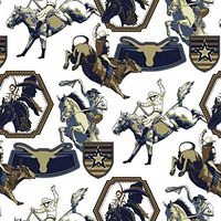 Rodeo Cowboys Folded Wrapping Paper, 2 Feet x 10 Feet Folded Western Gift Wrap with Bull Riders, Saddle Bronc F