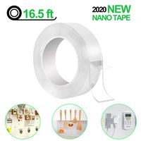 BIGOU Nano Tape Roll Double Sided Adhesive Tape 16.5 Foot Traceless Washable Nano Tape Stick Grip Gel Reusable Nano Gel Pads for Paste Photos Poster, Fix Carpet Mats