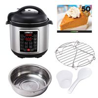 GoWISE USA GW22620 4th-Generation Electric Pressure Cooker with  steam rack, steam basket, rice scooper, and measuring cup, 6 QT