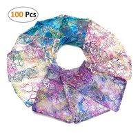 CLOUDYFOCUS 5 x 7 inches Tulle Bags - 100Pcs, [Coralline Pattern] Sheer Organza Bags for Baby Shower Wedding Party Favor, Gift, Jewelry, Candy, Drawstring Organza Pouches
