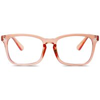 SOJOS Blue Light Blocking Glasses Square Eyeglasses Frame Anti Blue Ray Computer Game Glasses for Women Men Crazy Work SJ5028 with Clear Orange Frame/Anti-Blue Light Lens