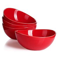Sweese 103.104 Porcelain Bowls - 28 Ounce for Cereal, Salad and Desserts - Set of 4, Red