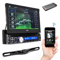 Premium 7-inch Touchscreen Car Stereo, Backup Camera, Audio Unit, Touchscreen, Bluetooth Hands-Free Calling, USB/MP3, AUX Input, AM/FM, Single Din, Tilt Adjustment, Waterproof, Night Vision Cam