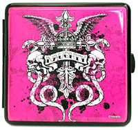 1 Eclipse Naughty Black and Pink Cigarette Case. Fits King Size Cigarettes, Can Hold 20 Cigarettes