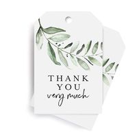 Bliss Collections Greenery Favor Thank You Tags - Perfect for: Wedding Favors, Baby Shower, Bridal Shower, Birthday or Special Event - 50 Pack