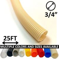 Electriduct 3/4" Split Wire Loom Tubing Polyethylene Flexible Conduit (0.75 Inch ID) - Beige - 25 Feet