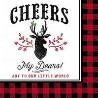 Evergreen Set of 2,Cocktail Size Napkin, 5"x5", Pack of 20, Cheers My Dears