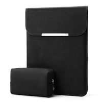 KALIDI 13.3 inch Laptop Sleeve Case Faux Suede Leather for MacBook Air/13 inch MacBook Pro Retina 2017 2016,MacBook 13-13.5 inches + Accessories Pouch,Black