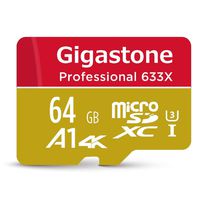 Gigastone 64GB Micro SD Card MicroSD U3 UHS-I C10, UHD 4K Video Recording, 4K Gaming, Read/Write 95/30 MB/s, with MicroSD to SD Adapter, Nintendo Dashcam Gopro Canon Nikon Camera Samsung Drone