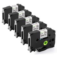 Compatible Ptouch Label Maker Tape TZe-231 12mm 0.47 Inch Standard Laminated Black on White Compatible with Brother Ptouch PTD210 PT1280 PT1880 5-Pack