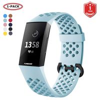 FunBand for Fitbit Charge 3 Strap Bands, Easy Adjust Breathable with Ventilation Holes Soft Silicone Sport Replacement Accessory Bracelet Straps for Fitbit Charge 3 Fitness Activity Wristband