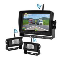 WeniChen Wireless Backup Camera with Record Monitor System, 7'' Wireless Reversing Split Monitor + IP67 Waterproof Wireless Camera for RV Truck Trailer Heavy Box Truck Motorhome (with Two Cameras)
