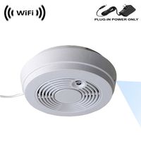 WF-402H-12 Sony 1080p IMX323 Chip Super Low Light Spy Camera with WiFi, IP, Recording & Remote Internet Access, Camera Hidden in a Fake Smoke Detector (12VDC, Side-Down View, 12ft Power Cable)
