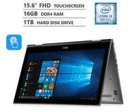 Dell Inspiron 15.6" Full HD IPS Touchscreen 2-in-1 Laptop, Intel Core i5-8250U Quad-Core Processor up to 3.40 GHz, 16GB RAM, 1TB HDD, Backlit Keyboard, Wireless-AC, Bluetooth, Windows 10 Home, Grey