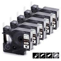 Wonfoucs Compatible Label Tape Replacement for DYMO 18488 Rhino Industrial Flexible Nylon Label Tape Work with DYMO Rhino 5200 4200 5000 and LabelWriter, Black on White, 1/2 inch x 11.5 feet, 5 Pack