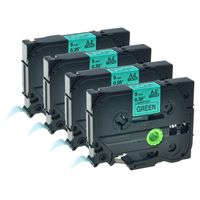 GREENCYCLE 4 Pack Replacement TZ721 TZE721 9mm Black on Green Label Tape Compatible for Brother Printer PTD600 Label Maker