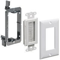Arlington Industries LVCED135WP-1 Cable Entry Device with Brush-Style Opening, Low-Voltage Bracket and Wall Plate, 1-Gang, White, 1-Pack