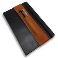 QUIVER Notebook Pen Holder | Elastic/Reusable/Non-Adhesive | for Hardcover Notebooks Like Moleskine/Leuchtturm1917/AmazonBasics Classic 8-8.5 Inches Tall (Brown Leather/Brown Stitching)