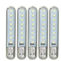 Refaxi 5Pcs 5V Mini USB LED Light Pocket Card Lamp For Mobile Power Camping Laptop (White)