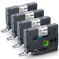 Tze Tape 12mm 0.47'' Laminated Clear, Unismar Compatible TZe-131 TZ131 TZe131 Black on Clear TZ Tape for Brother P-touch Cube PT-D210 PT-H100 PT-H110 PTD400AD PT-D600 Labeler, 1/2Inch x 26.2ft, 4-Pack