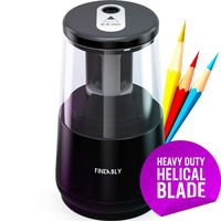 Electric Pencil Sharpener by Fineably - with Heavy Duty Helical Blade and Auto Stop to Prevent Over-Sharpening - Automatic Pencil Sharpener for Classroom with USB and Battery Powered Options