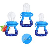 Baby Food Feeder 3 Pack Fresh Fruit Silicone Nipple Teething Toy Reusable Aching Gums Pacifier Blue by Mluchee